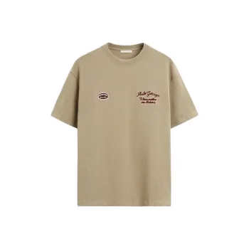 ZARA T Shirt Men's Dark Brown Yellow