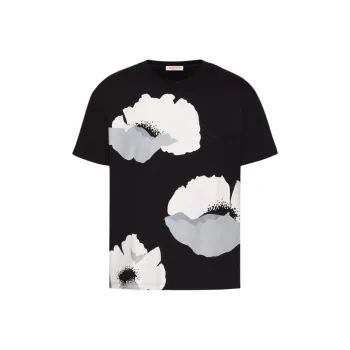 Valentino Flower Portrait Print Crewneck T Shirt
