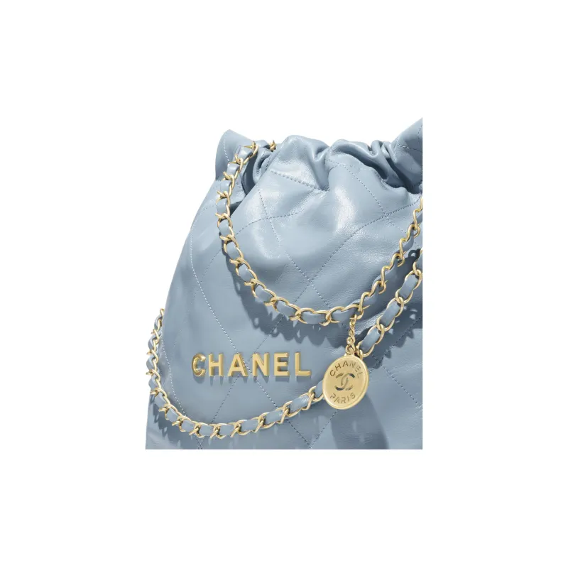 CHANEL Calfskin Crossbody Bag, Shoulder Bag Small Size Women's Blue-4