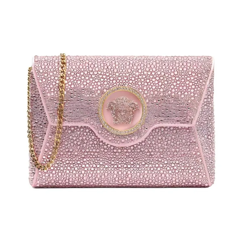 FANSIZHE La Medusa Viscose With Silk Blend Envelope Bag, One Shoulder Crossbody, Clutch Women's Pink-0