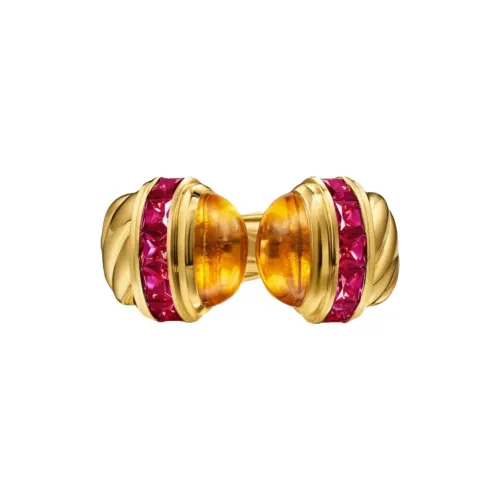 David Yurman 18kt Yellow Gold Citrine And Tourmaline Ring