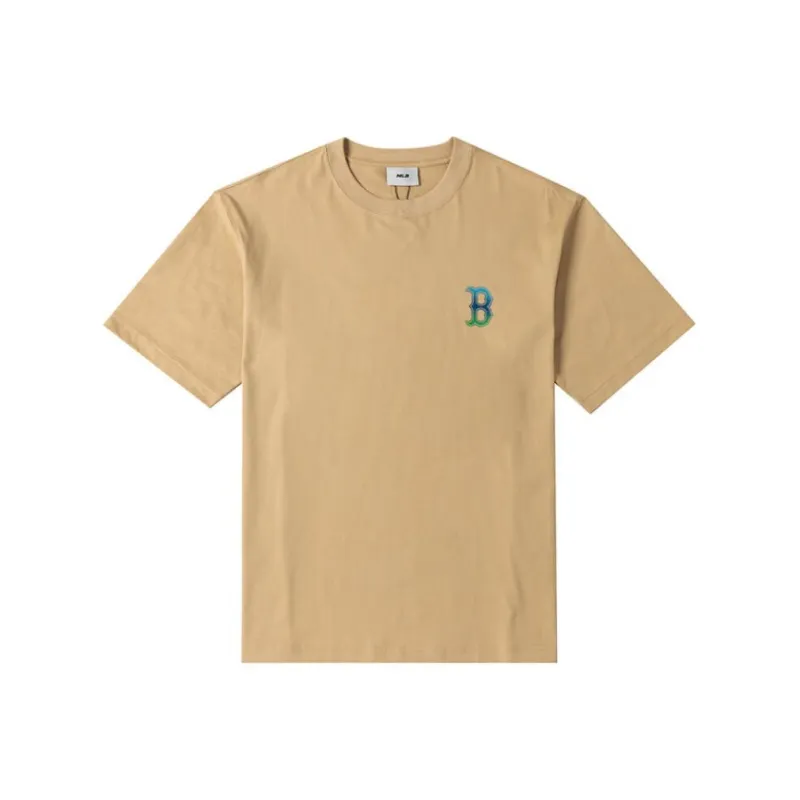 MLB T Shirt Boston Team Unisex Beige Yellow-0
