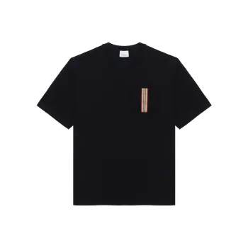 Burberry Stripe Trim Pocket Cotton T shirt