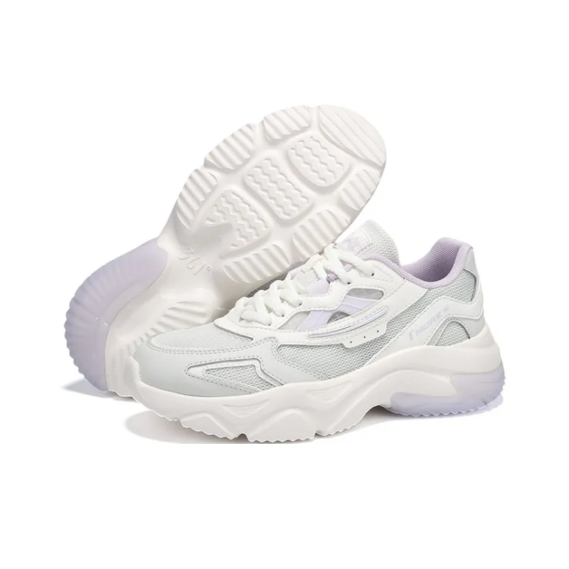361° Cushioning Breathable Lightweight Low Top Casual Shoes Women's Feather White Light Grape Purple-4