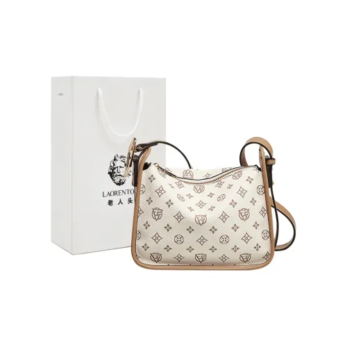 Old Man's Head Synthetic Leather Shoulder Bag Women's Beige