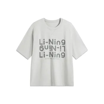 LiNing Sports Life Collection T Shirt Unisex Heather Gray Waterdrop Gray