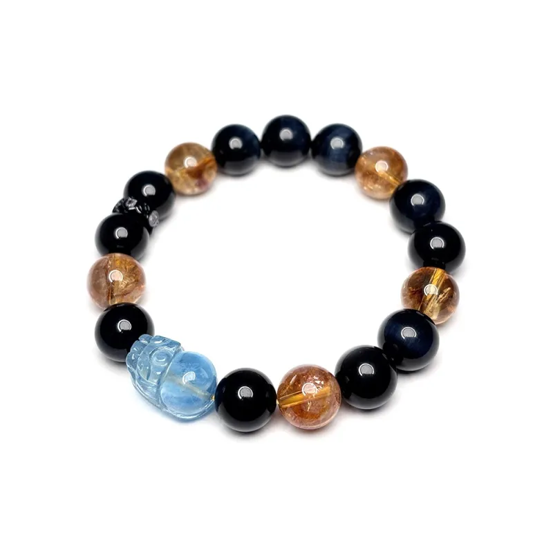 MOUNTAINS AND MANS Tiger's Eye Stone New Chinese Style Luxury Good Luck Beaded Bracelet Unisex-4