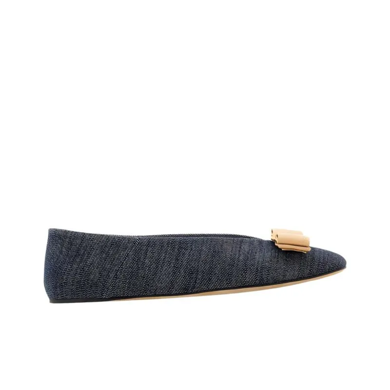 FERRAGAMO Vara Denim Ballerina Shoes-1