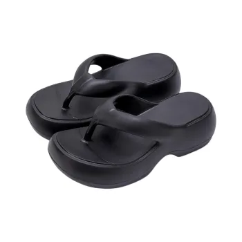Soft EVA Ankle Platform Height Increasing Women's Flip Flops, Minimalist Style, Versatile Comfortable Home Slippers