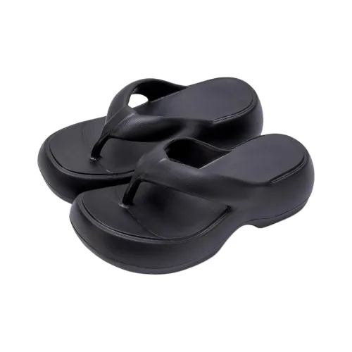 Soft EVA Ankle Platform Height Increasing Women's Flip Flops, Minimalist Style, Versatile Comfortable Home Slippers