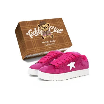 Teddy Bear Collection Coverage Anti Slip And Wear Resistant Low Top Skateboard Shoes Women's Rose Red