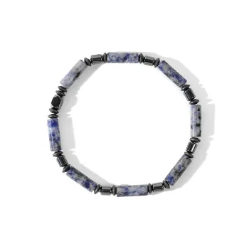 BYG Stainless Steel Hematite Artificial Blue Lapis Lazuli Bracelets Men's