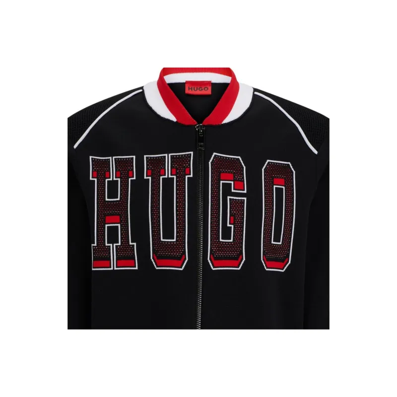 HUGO BOSS Relaxed Fit Bomber Jacket With Sporty Logo Jackets & Coats Men's Black-4