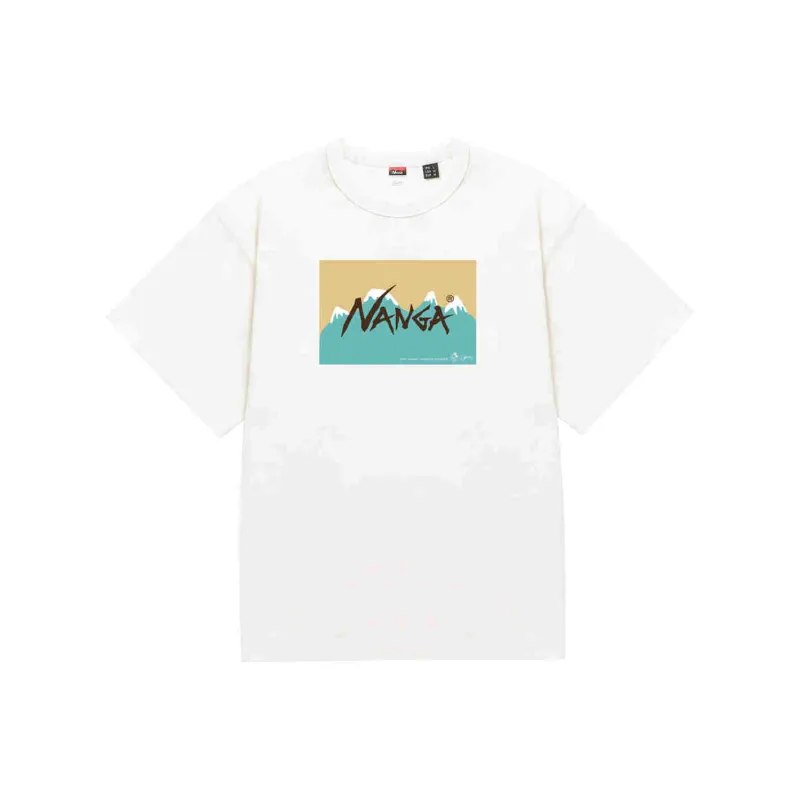 NANGA x Jerry Ukai Ferre Yarn ECO HYBRID TEE T-Shirt Unisex White Beige-0
