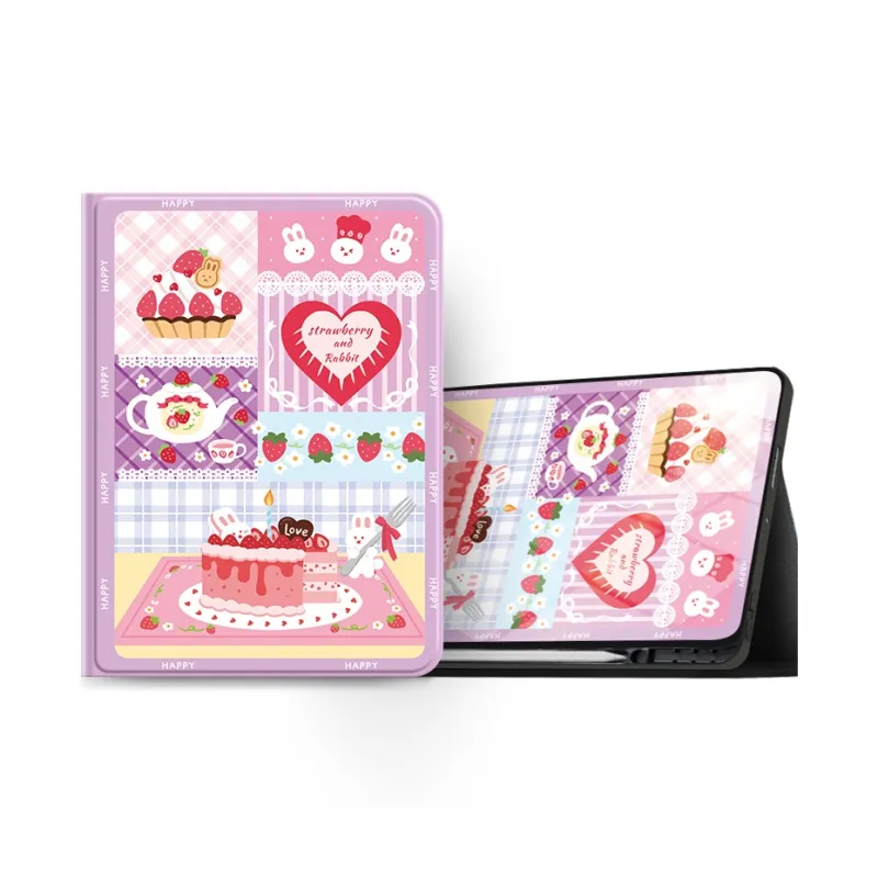 I Create My Art Silicone Material Strawberry Cake Compatibility Apple IPad Collection Tablet Protective Cases-9