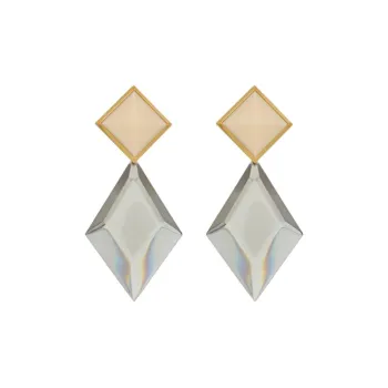 SAINT LAURENT Brass, Resin, Metal Earrings Unisex Gold