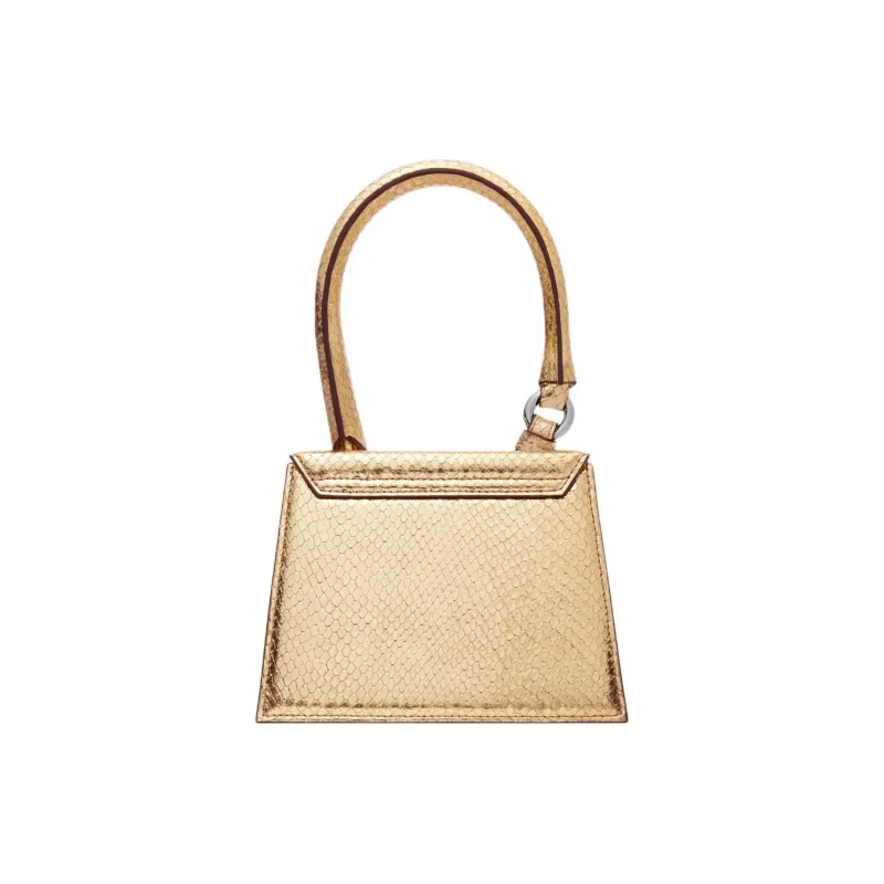Jacquemus Calfskin One Shoulder Handbags Medium Size Women's Gold-2