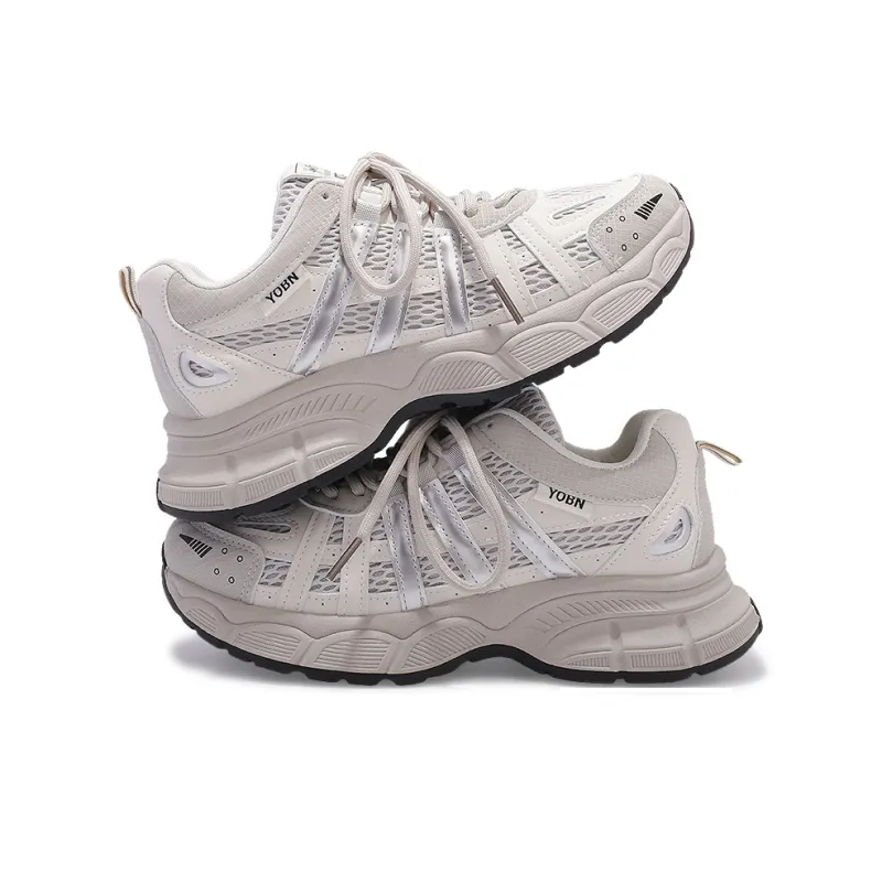 SNXR Non slip Lightweight Low Top Chunky Sneakers Women's Silver-3