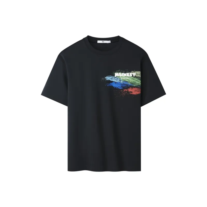 HLA Short Sleeved T Shirts Men's Black Pattern-0