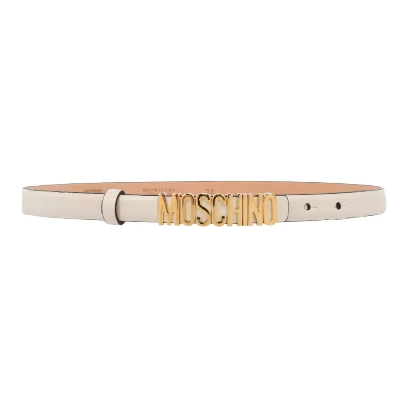 MOSCHINO Calfskin Leather Belts Women's Beige -0