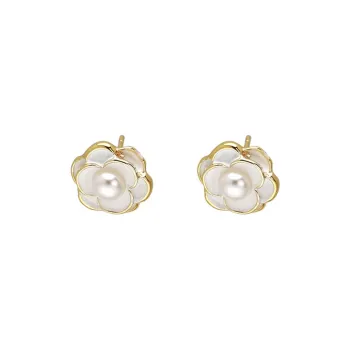 JKEM Alloy Faux Pearl Stud Earrings Unisex