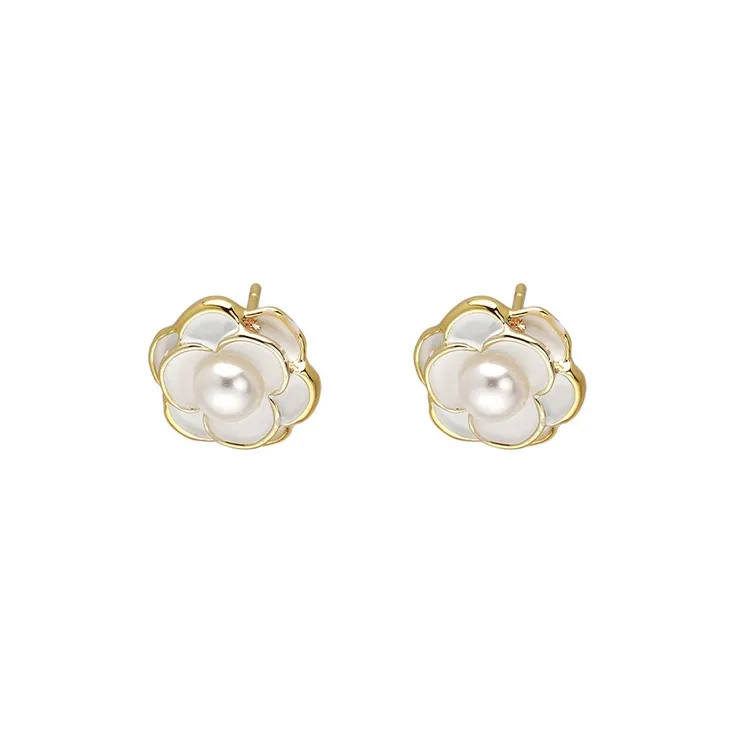 JKEM Alloy Faux Pearl Stud Earrings Unisex-0