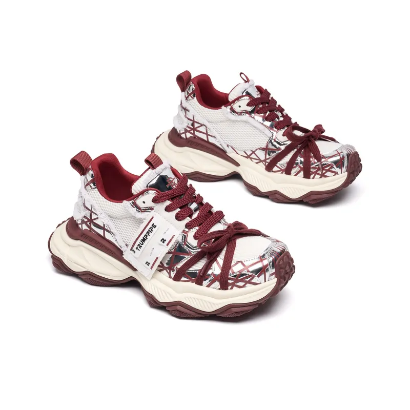 TRUMPPIPE Cushioned Height Increase Wear Resistant Lightweight Low Top Chunky Sneakers Unisex-6