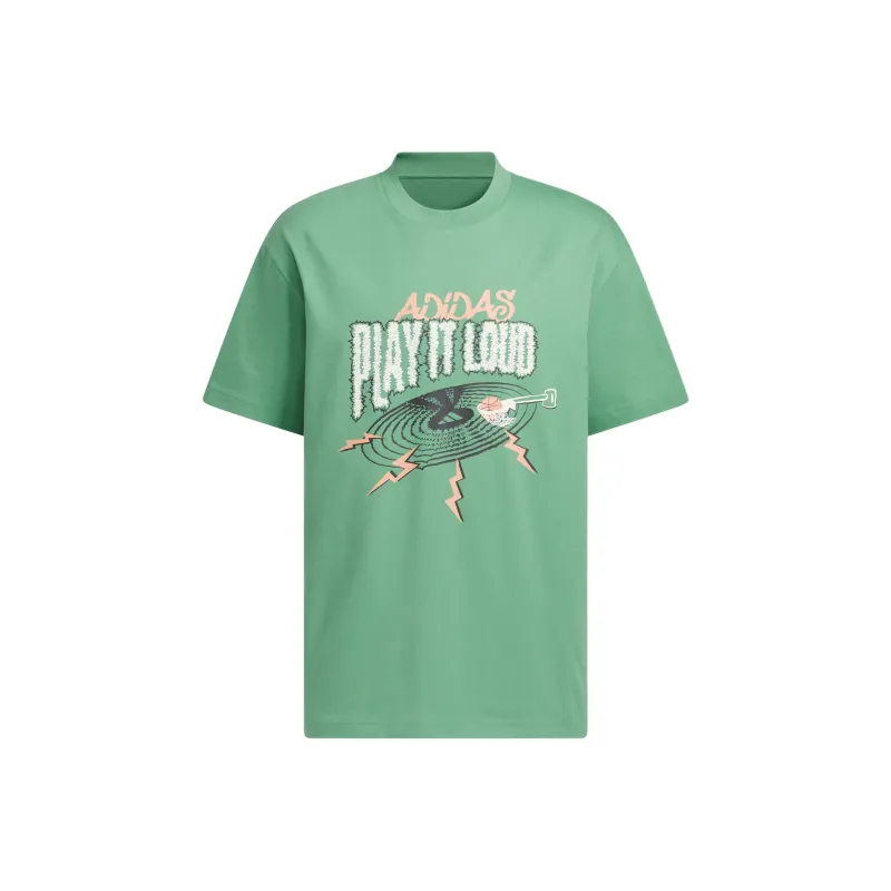 Adidas BASKETBALL T Shirt Men's Soft Green/Pink Brown-0