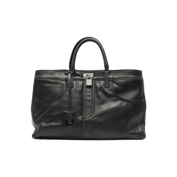 MEDEA Calfskin Tote Bag, Shopping Bag, Handbag Women's Black