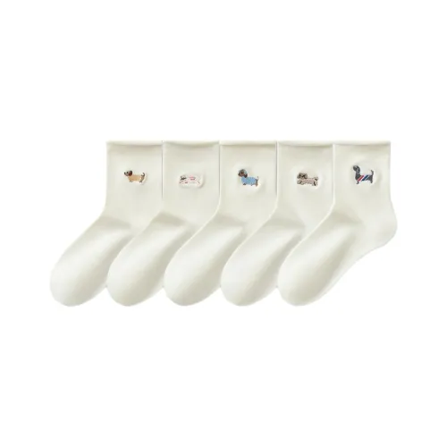 Temooues Mid Calf Socks Women's Combo Set