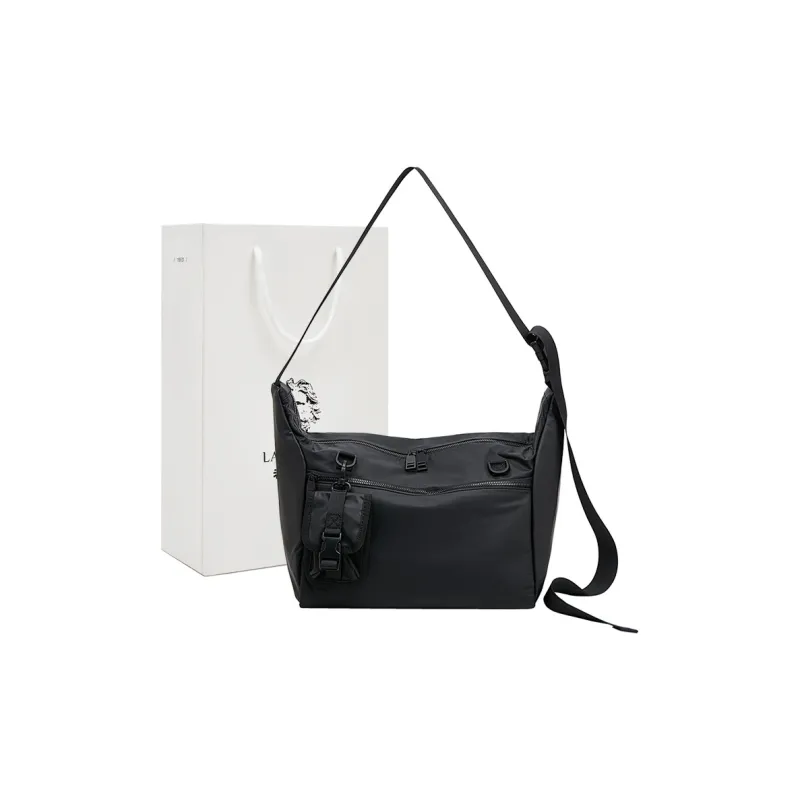 Old Man's Head Fabric Shoulder Bag Men's Black-0