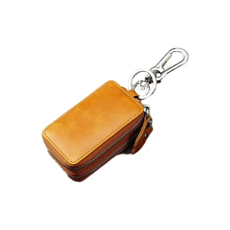 OUZIHUANG Topcoat Waxed Leather Key Pouch Regular Unisex Multicolor-1
