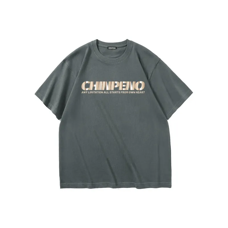Chinpeno Letter Print American Casual Loose Fit Drop Shoulder Crew Neck Breathable Short Sleeved T Shirt Unisex-6