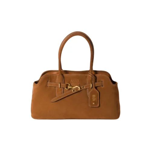 MIU MIU Aventure Calfskin Handbag Women's Oak Brown