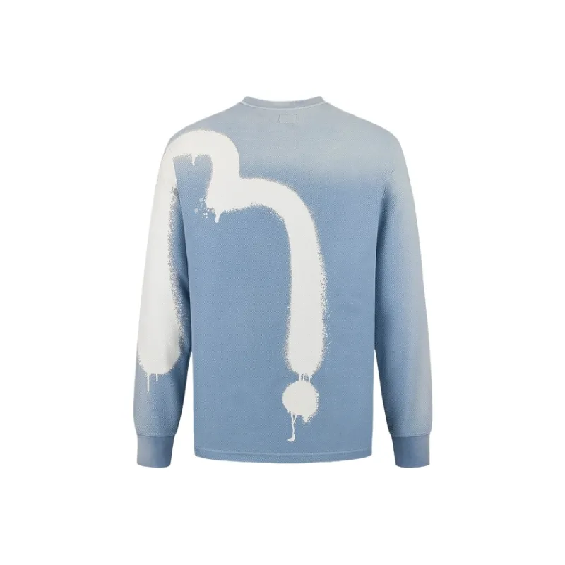 EVISU Long Sleeved T Shirts Men's Gray Blue-0