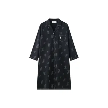 Meonsill Nightgown Women's Black Rose