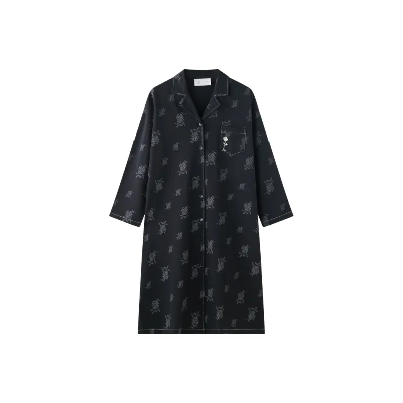 Meonsill Nightgown Women's Black Rose-0