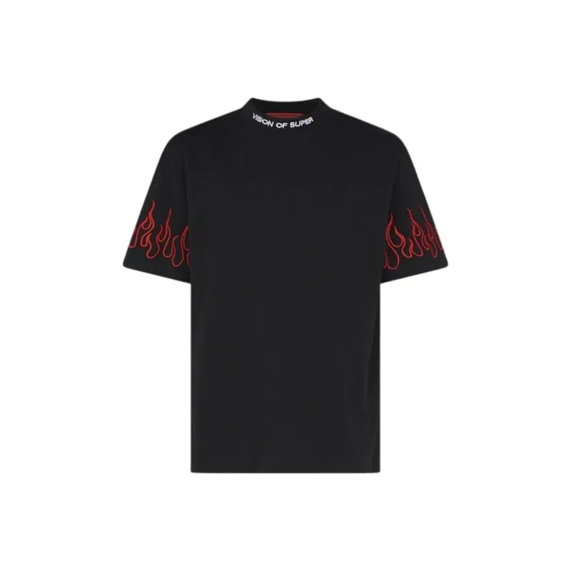 Vision Of Super Flames embroidered Cotton T shirt-0