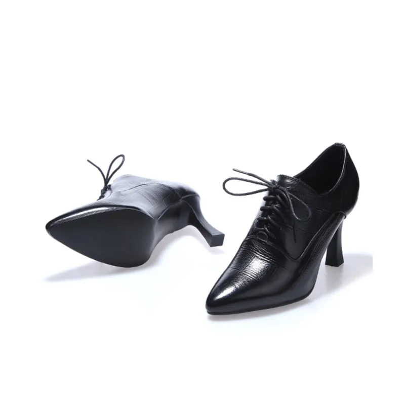 Devanro Slim Heel High Heels 7.0cm Women's Black-4