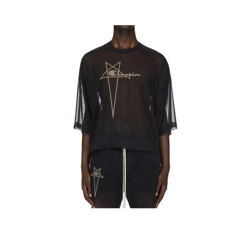 RICK OWENS Embroidered-logo Longline T-shirt-0