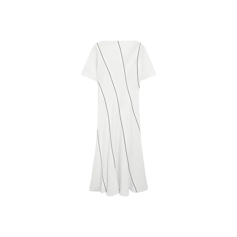 Massimo Dutti Short Sleeved Dress Women's White-1