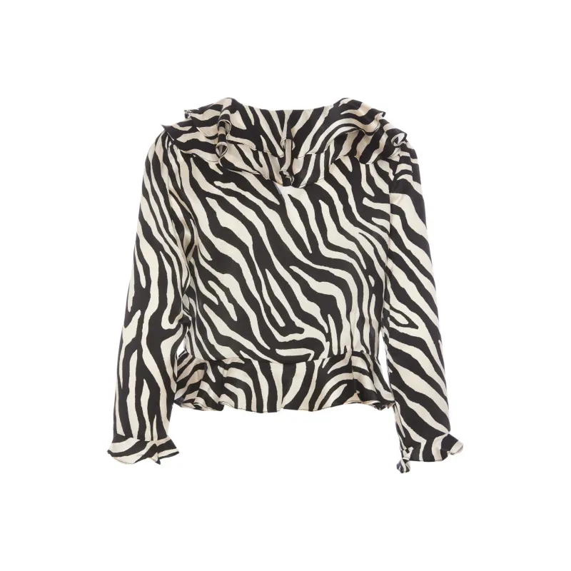 Rixo Atlas Zebra Printed Ruffled Blouse-1