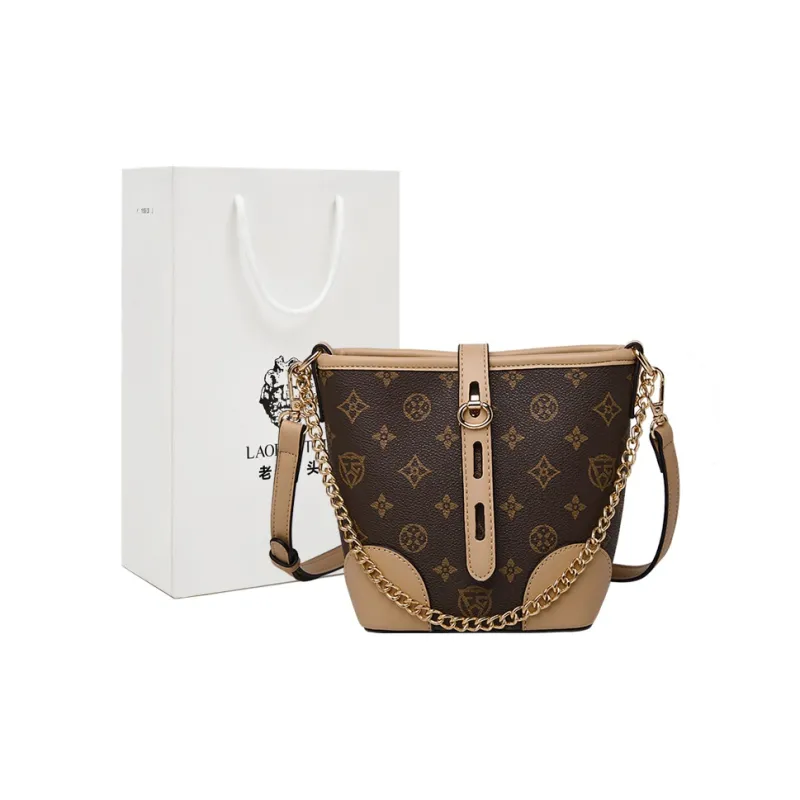 Old Man's Head Synthetic Leather Shoulder Bag Crossbody Bag Women's White/Coffee/Khaki-8