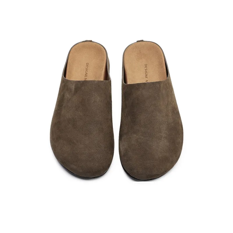 MODENGPAN Leather Patchwork Abrasion Resistant Wrap toe Slippers Unisex-7