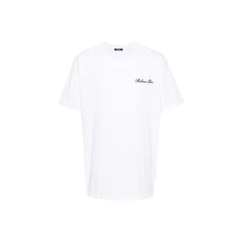 Balmain Hair Logo embroidered Cotton T shirt