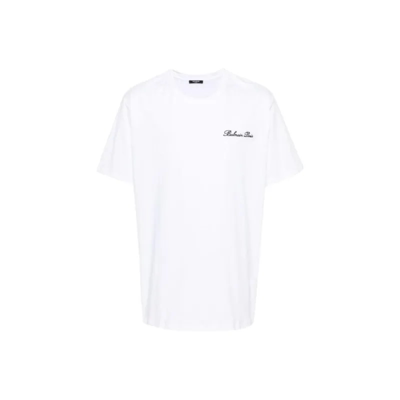 Balmain Hair Logo embroidered Cotton T shirt-0