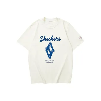 Skechers T Shirt Unisex Cream Beige White