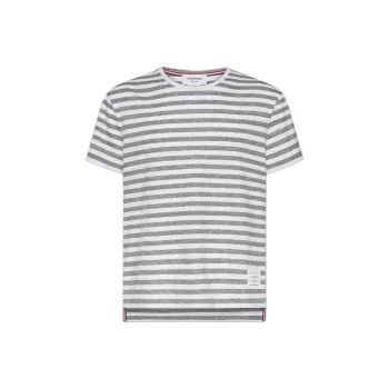 THOM BROWNE Striped Linen T shirt