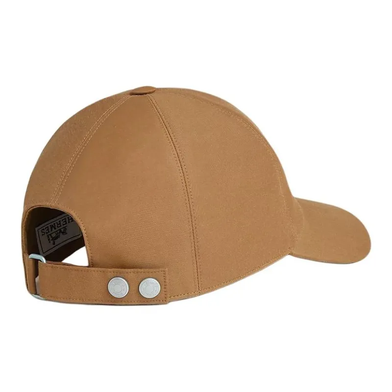 HERMES Gabardine, Linen, Cotton, Polyamide Baseball Caps Men's Camel-1