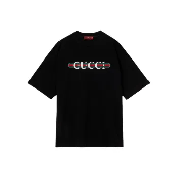 GUCCI Logo Printed Jersey T Shirt